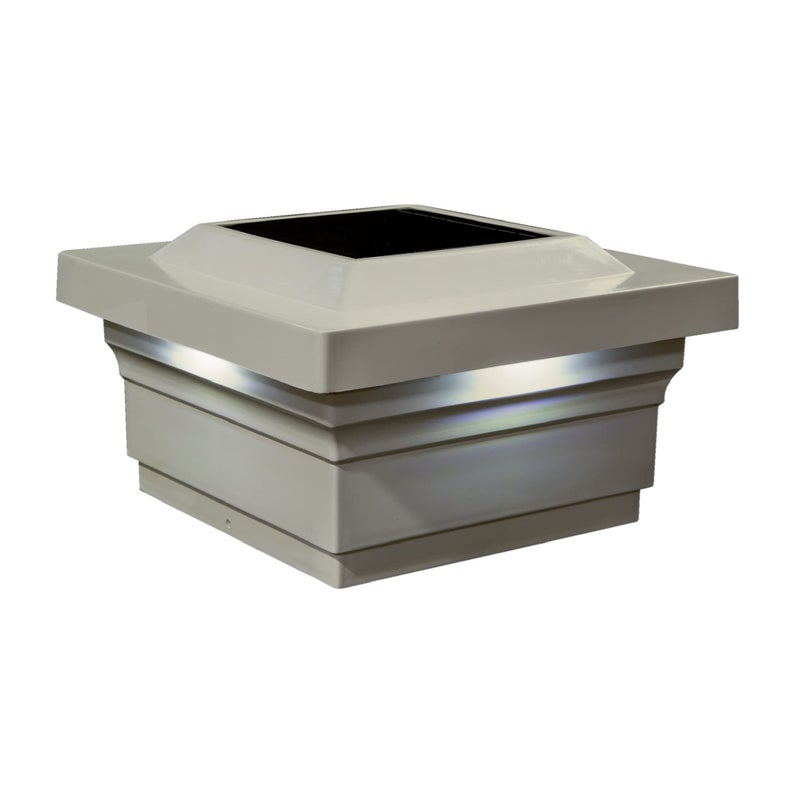 Classy Caps SL075T 5x5 Majestic Solar Post Cap - Tan â€“ High-Performance Solar LED Lights, Durable Tan PVC (Vinyl) Construction, Weather-Resistant, Ideal for Outdoor, Warm & Cool Light Modes - Image 1